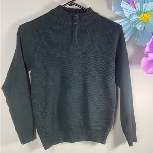 Kids Dark Green Zip-Up Sweater